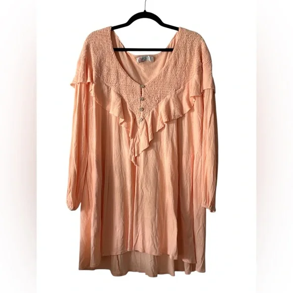 FP Beach Oversized Peachy Pink Aurora Ruffle Mini Dress Small - Picture 3 of 6